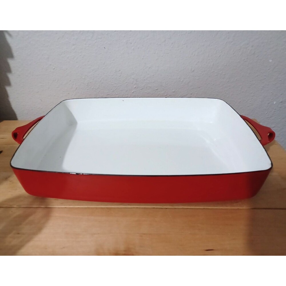 VTG DANSK Kobenstyle Red & White Enamel 13” x 10" Baking Dish Lasagna France